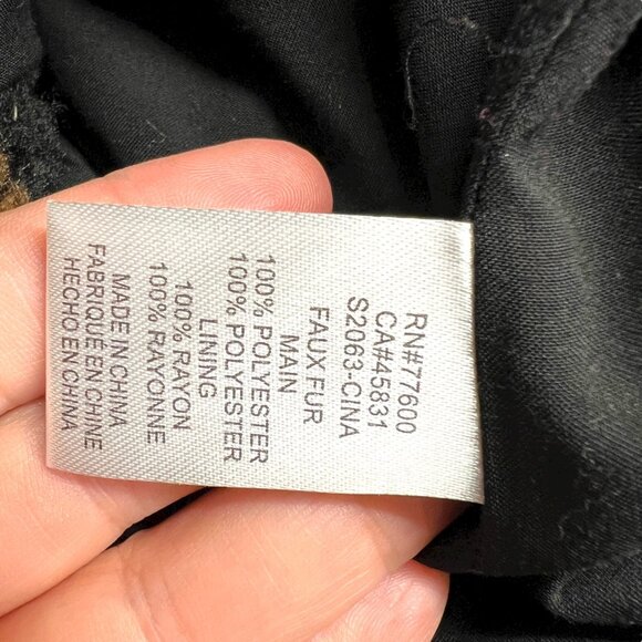 Saltwater Luxe Plaid Faux Fur Coat Black Brown Cinnamon Size Small NWT - Picture 14 of 16